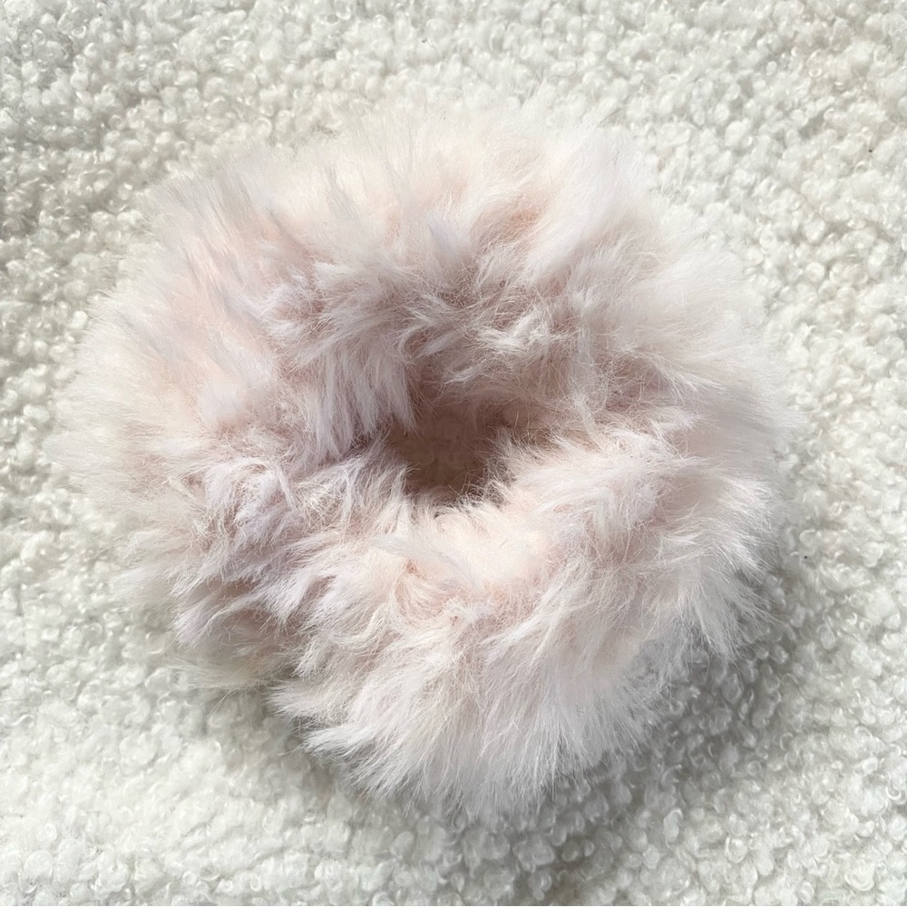 Handmade Blush Pink Faux Fur Hair Scrunchie